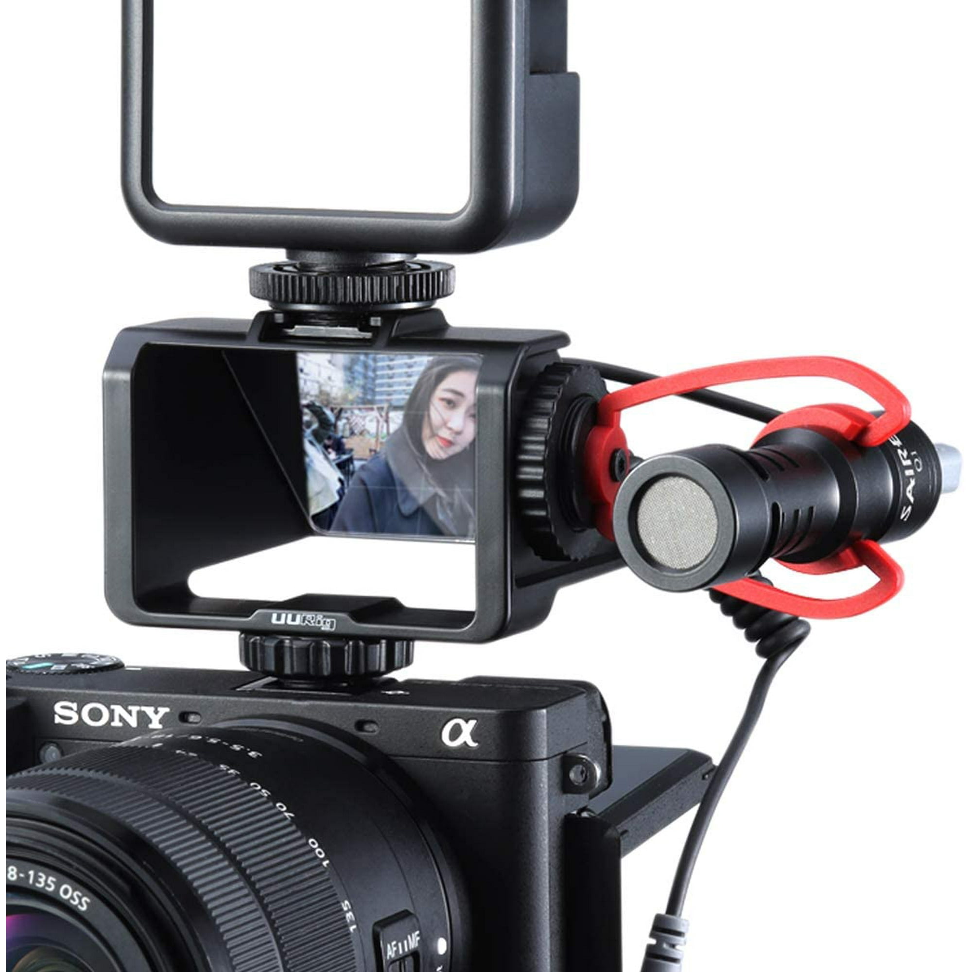 Easy Hood UURig Cold Shoe Mic Light Mount Adapter for Sony A7RIII A7RII A7III A7II A6000 A6300 A6500 Fuji XT2 XT3 XT20 XT30 Nikon Z6 Z7 Canon Panasonic GX85 Vlog Selfie Flip Screen